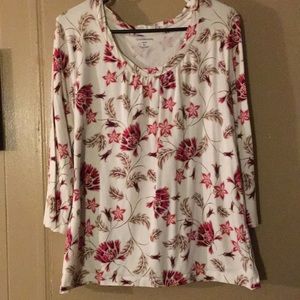 Stretch Flowers & Leaves Blouse size XL